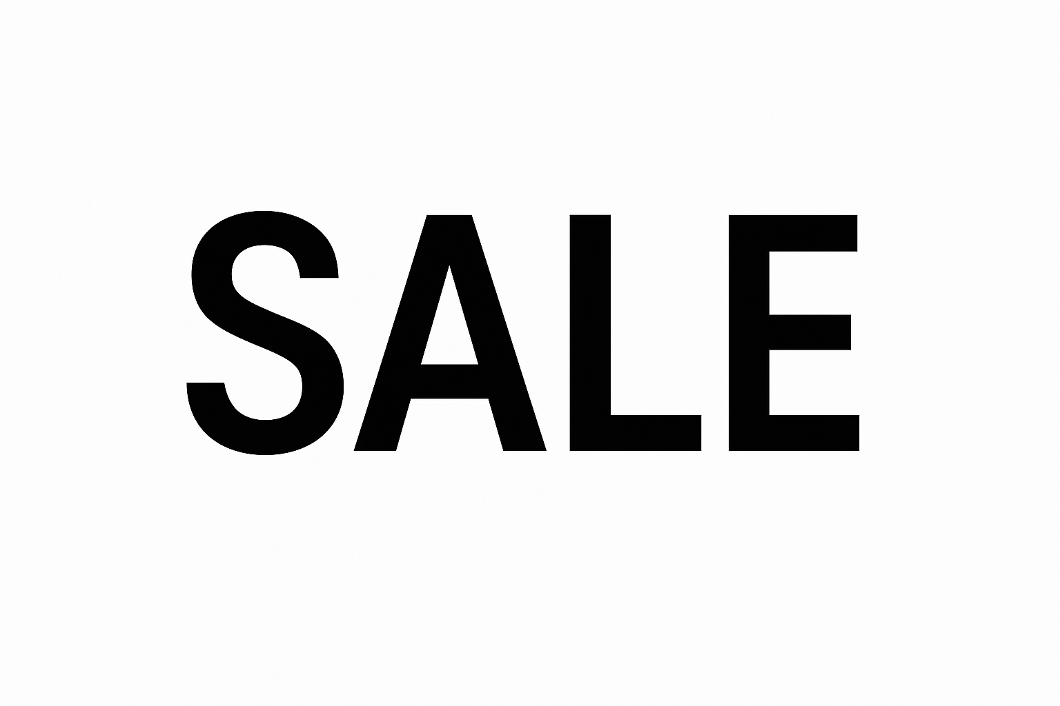white background with SALE written in black writing in the same font as my logo 